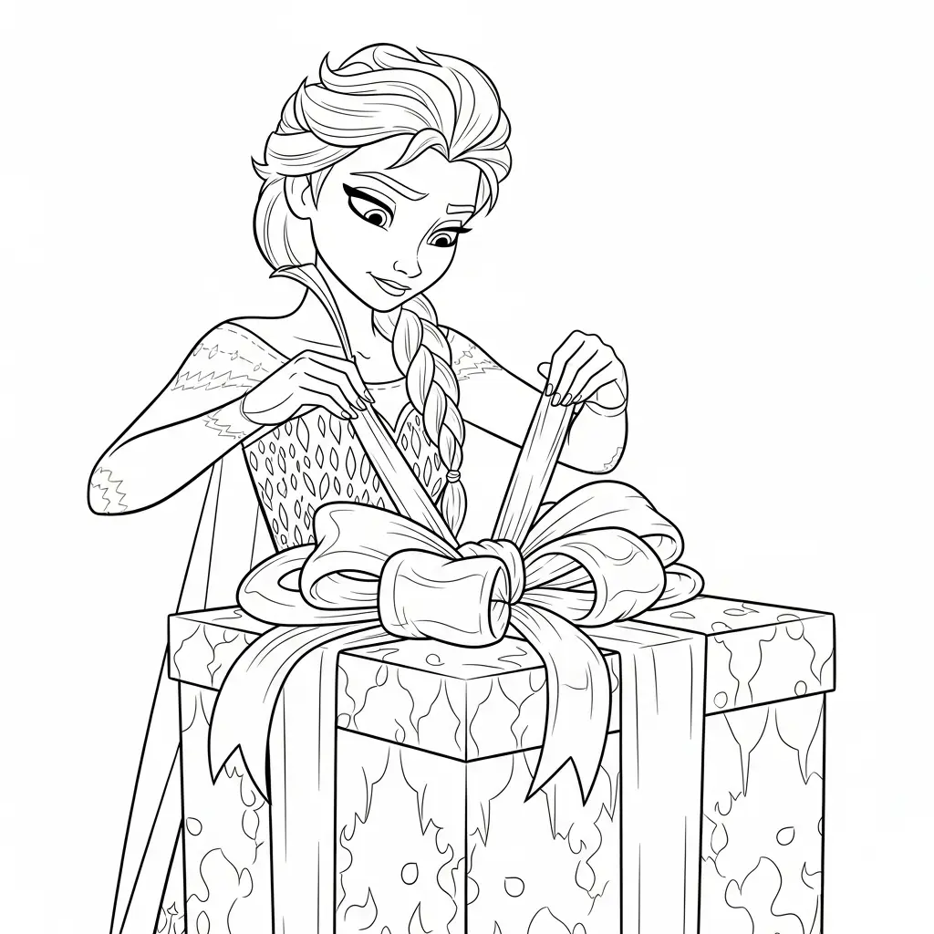 Elsa de Navidad para colorear gratis en línea