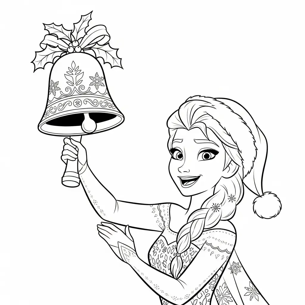 Elsa de Navidad para colorear en línea 1