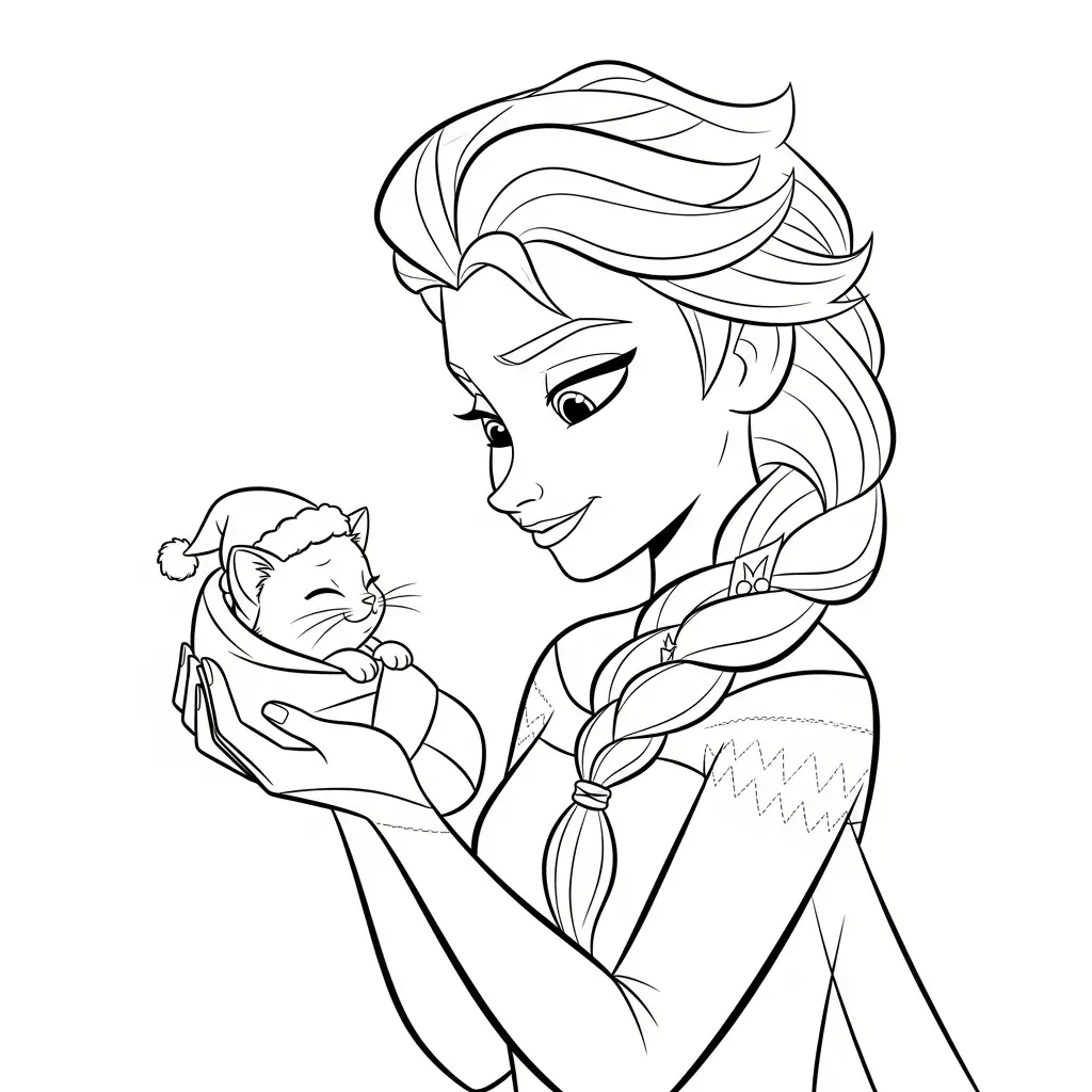 Elsa de Navidad para colorear y recortar para imprimir gratis