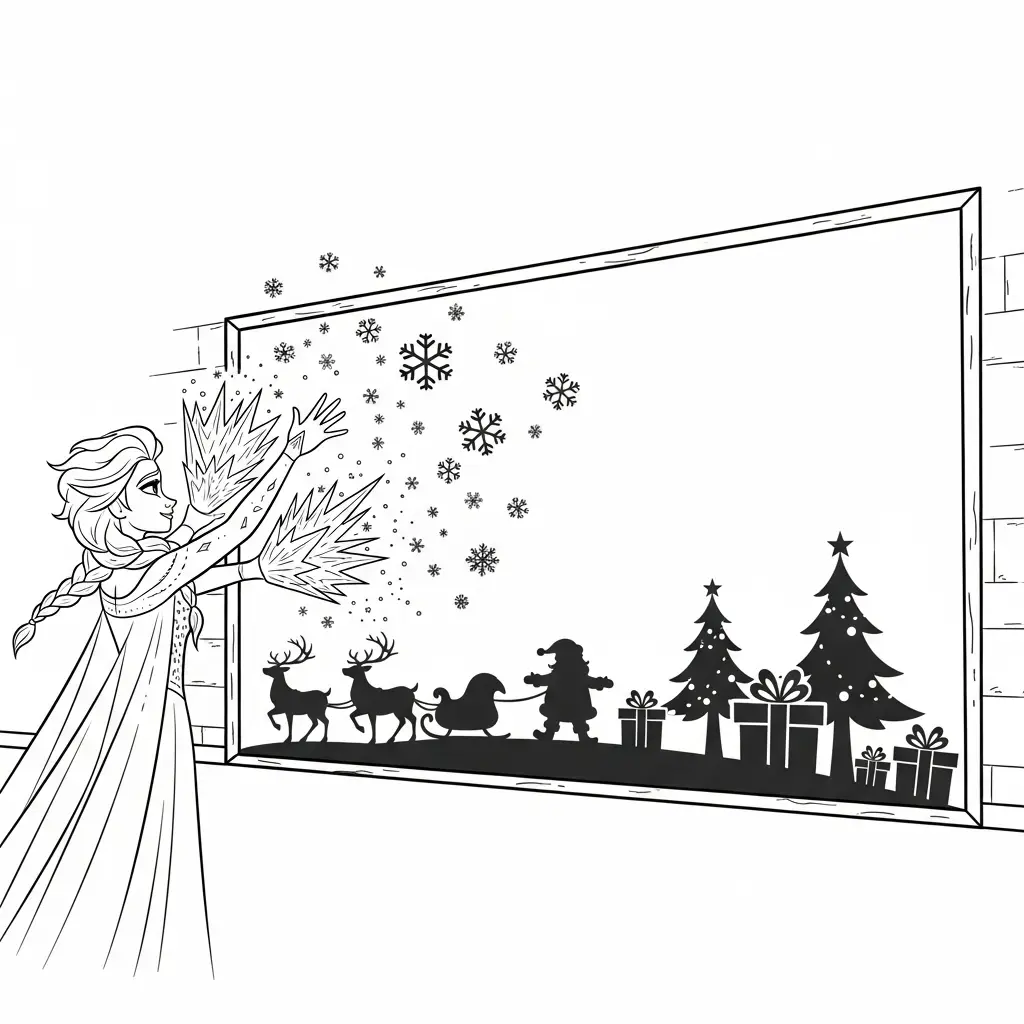 Elsa de Navidad para colorear para imprimir para niño de 12 años