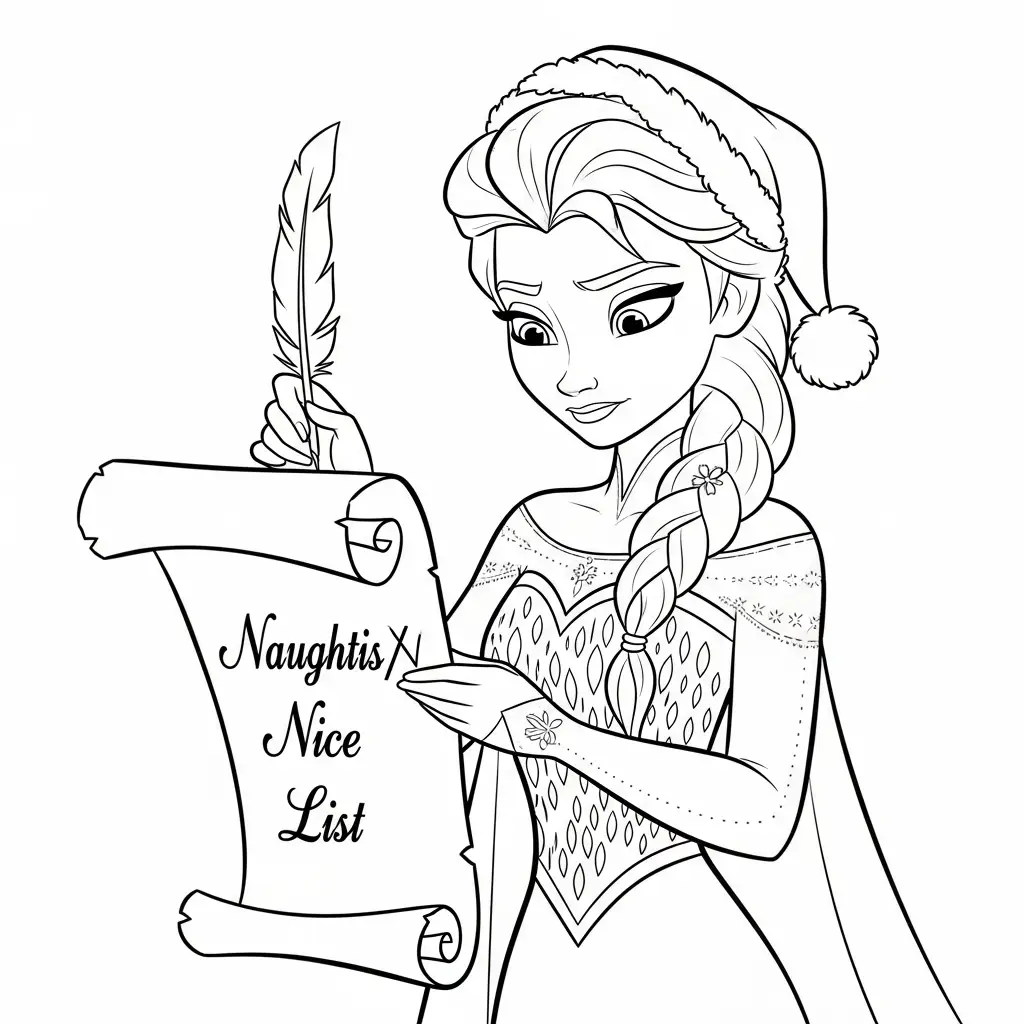 Elsa de Navidad para colorear para imprimir para niño de 6 años