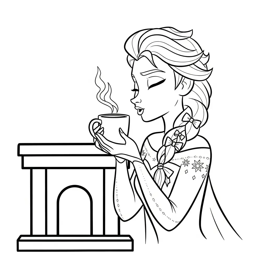 Elsa de Navidad para colorear para imprimir para niño de 6 años 1