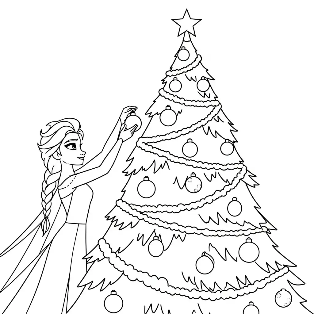 Elsa de Navidad para colorear educativo para niño