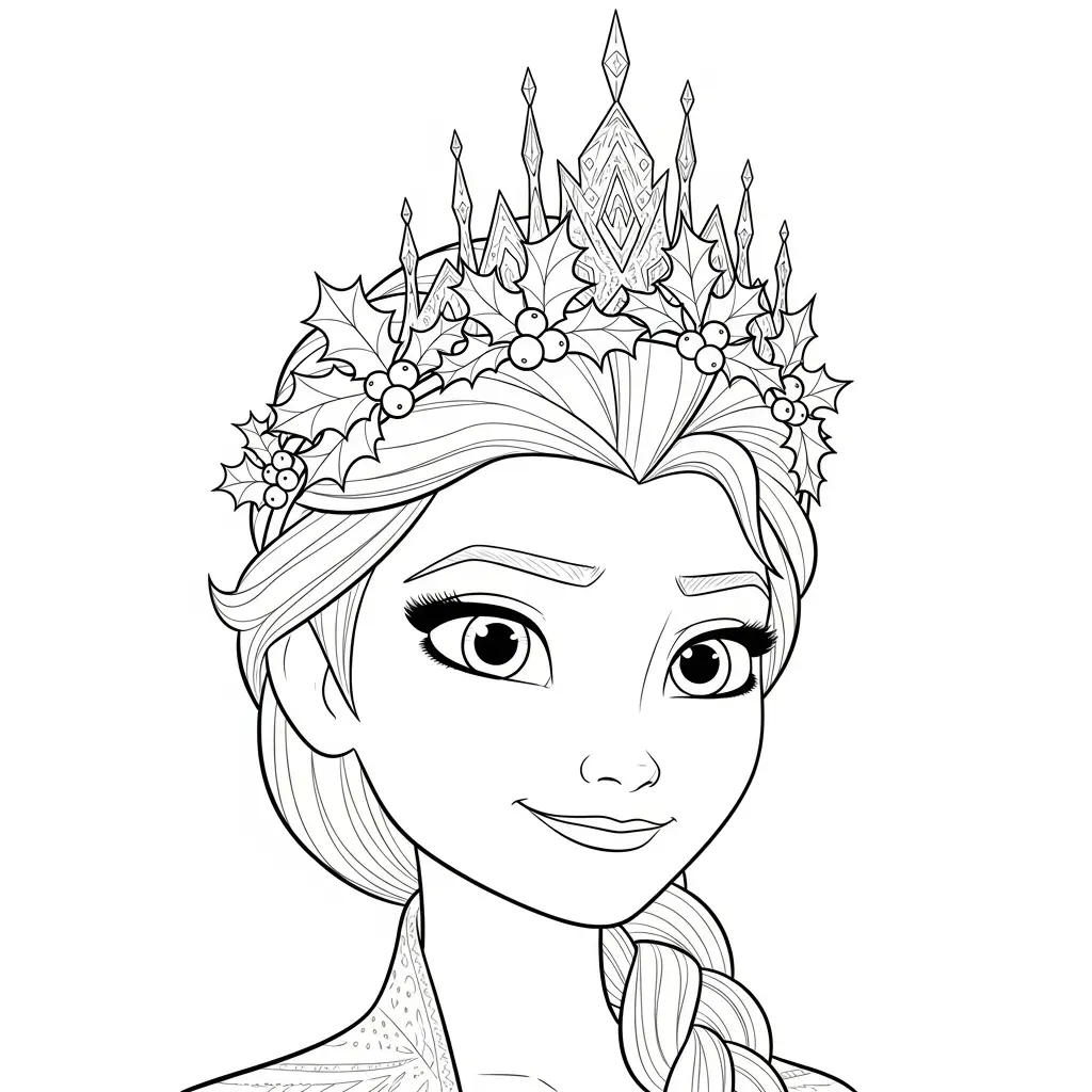 Elsa de Navidad para colorear para imprimir para niño de 3 años