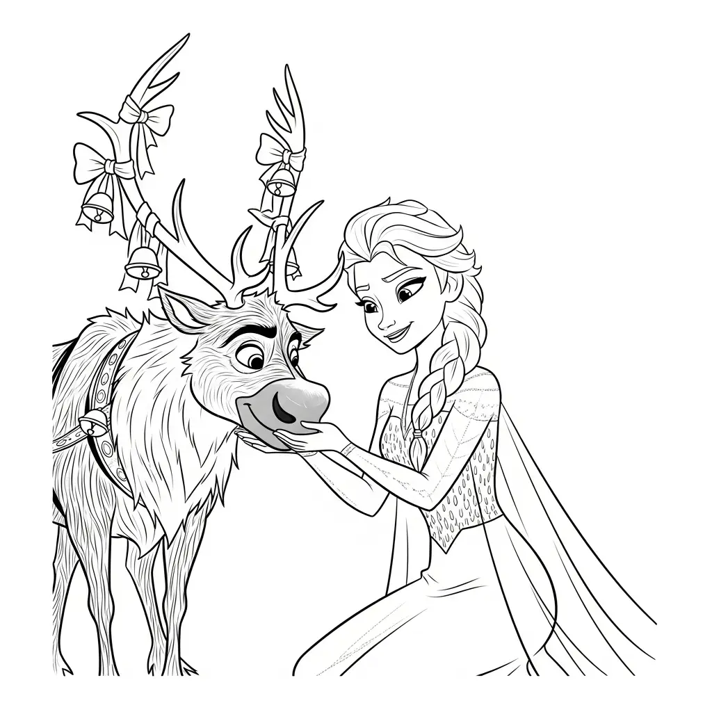 Elsa de Navidad para colorear en línea