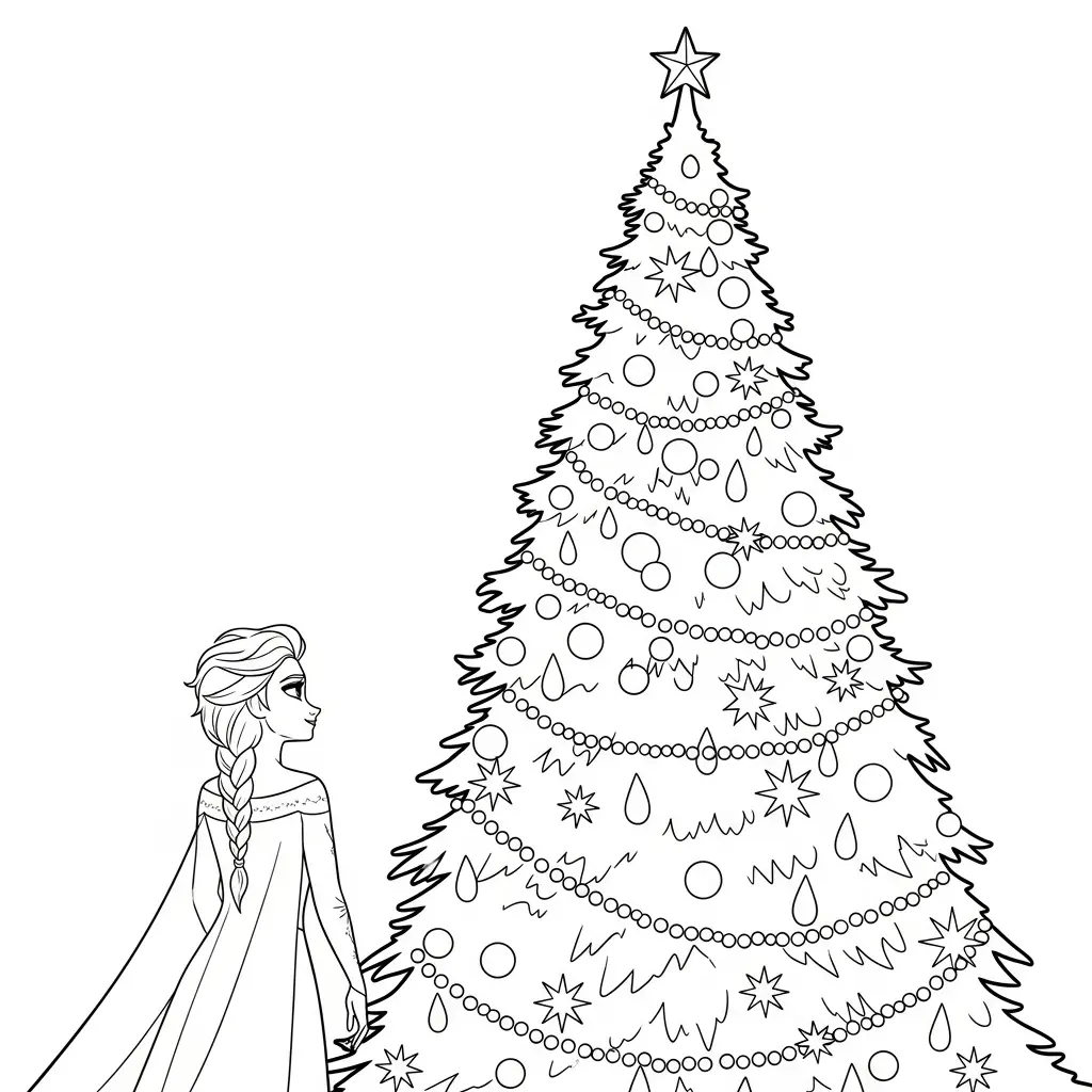 Elsa de Navidad para colorear para imprimir para niño de 7 años