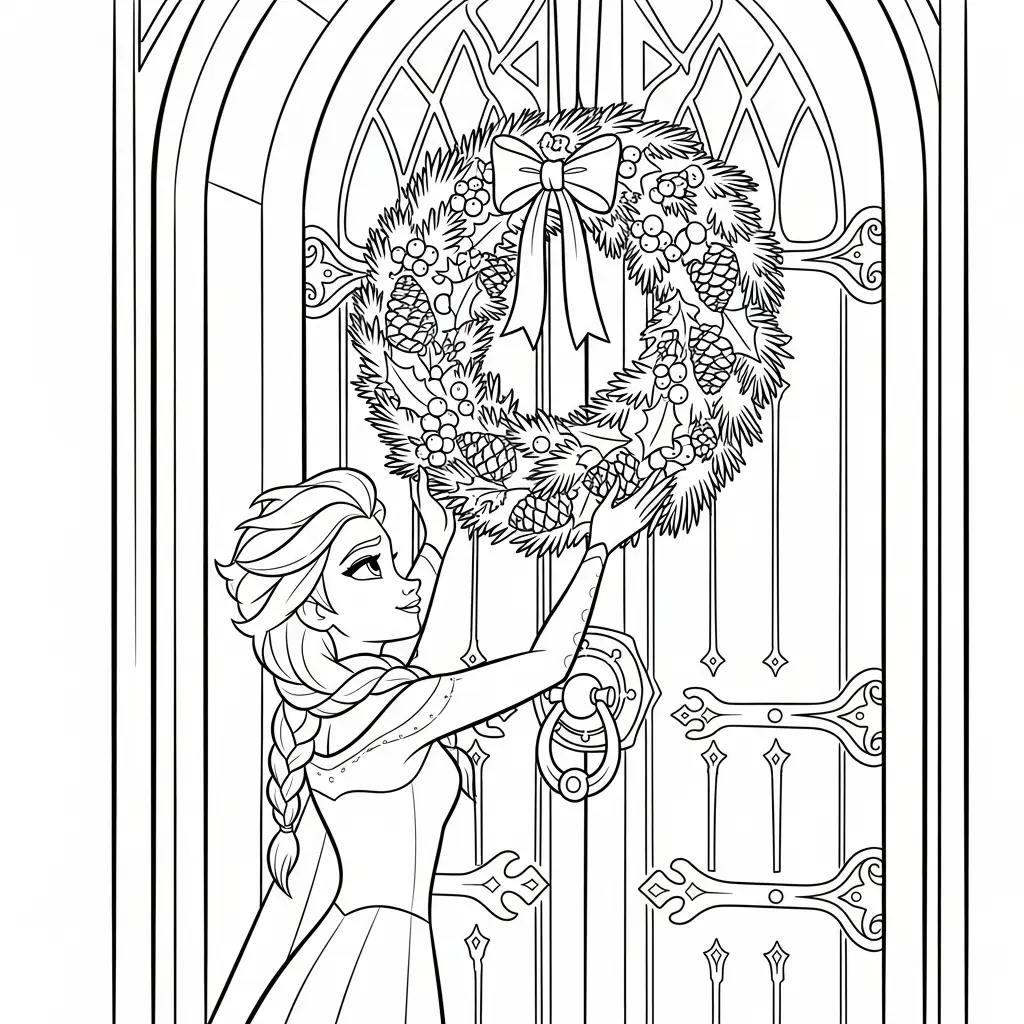 Elsa de Navidad para colorear para imprimir pdf