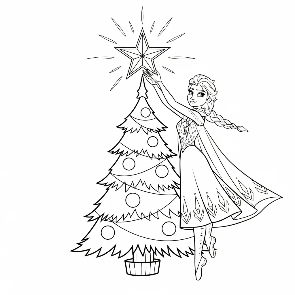 Elsa de Navidad para colorear gratis para niños