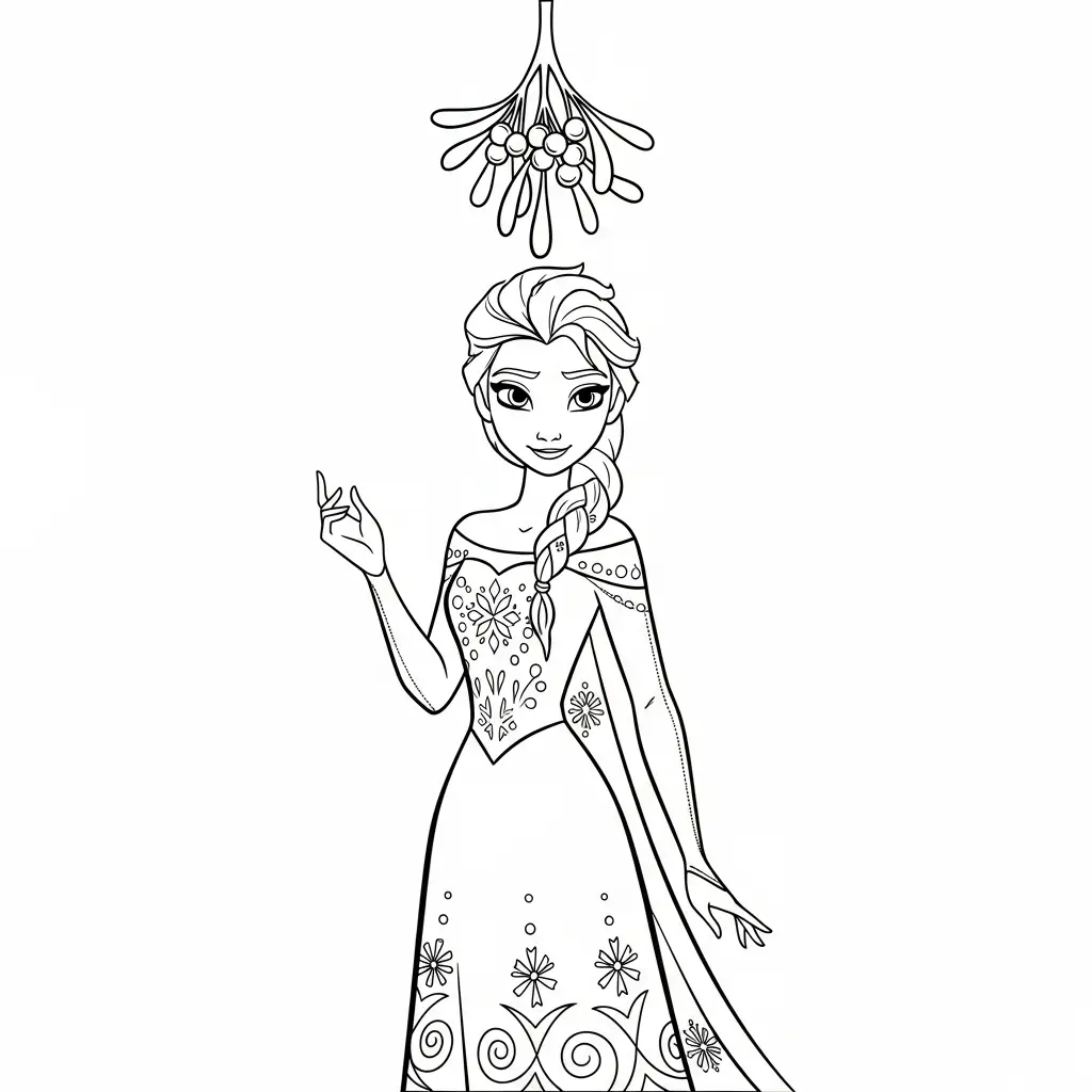 Elsa de Navidad para colorear para niño