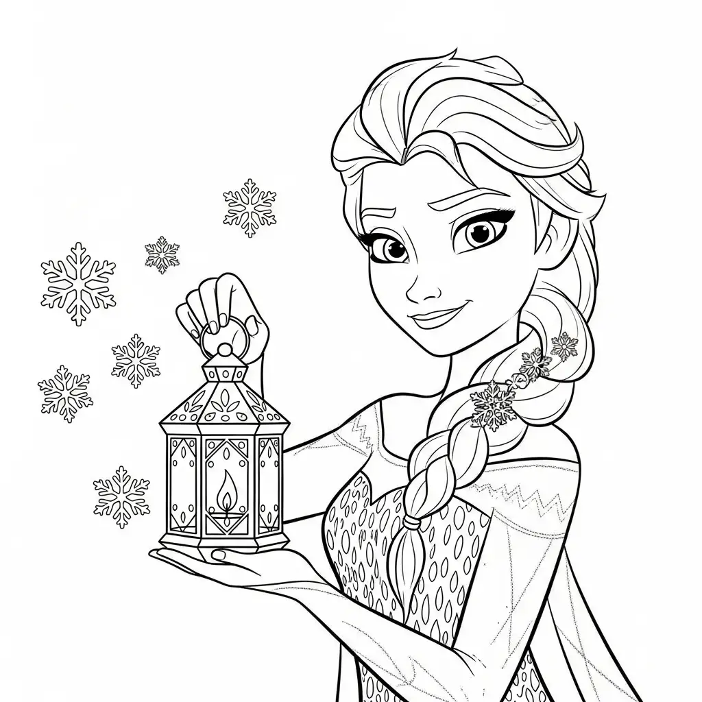Elsa de Navidad para colorear y aprendizaje