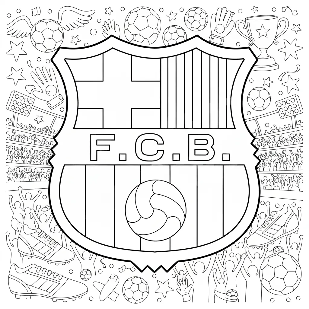 Escudo Del Barcelona 14 para colorear para niño de 3 años