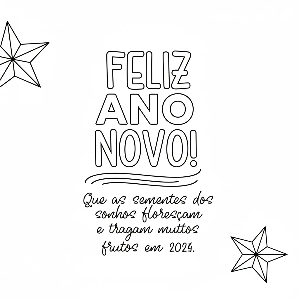 Feliz Año Nuevo 1 para colorear para niño para imprimir