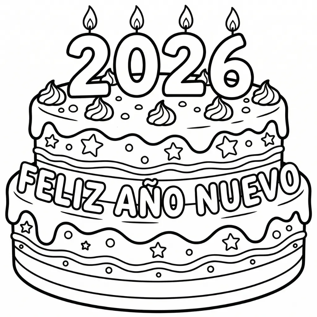 Feliz Año Nuevo 10 para colorear para imprimir pdf