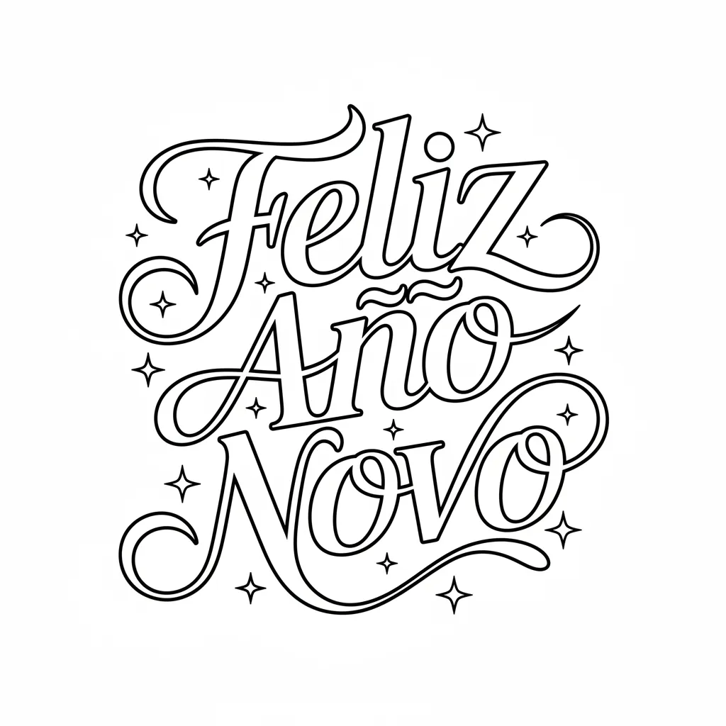 Feliz Año Nuevo 20 para colorear para niños para imprimir