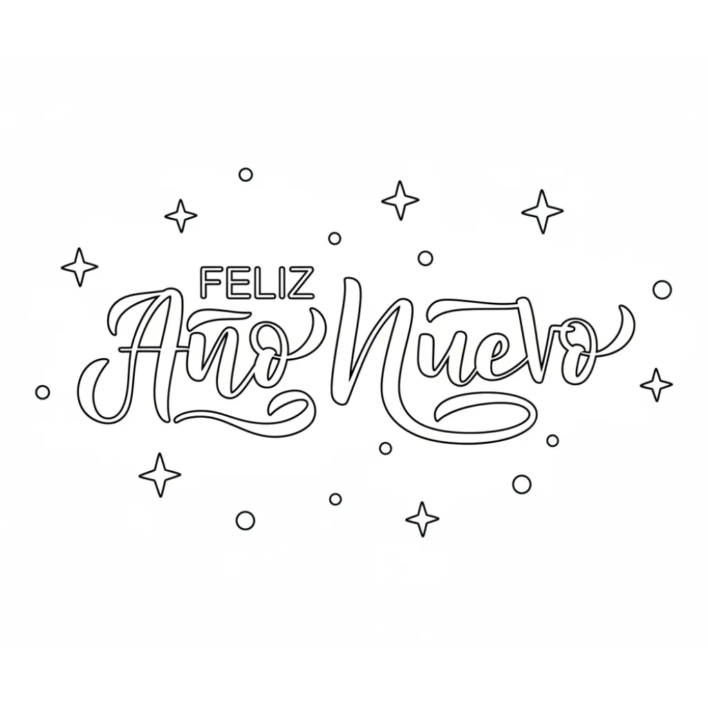 Feliz Año Nuevo 21 para colorear para bebé para imprimir