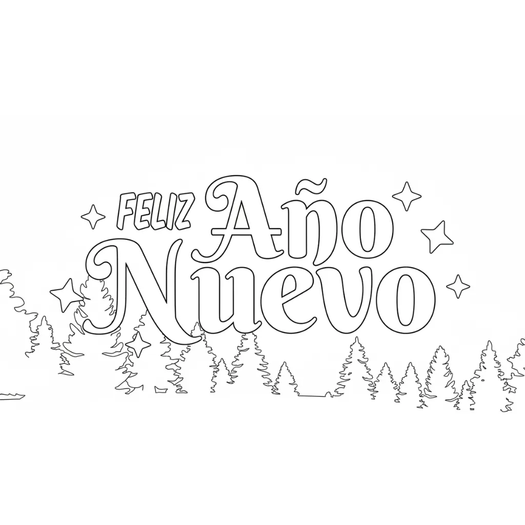 Feliz Año Nuevo 3 para colorear para imprimir gratis