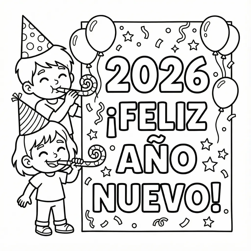 Feliz Año Nuevo 4 para dibujar en línea