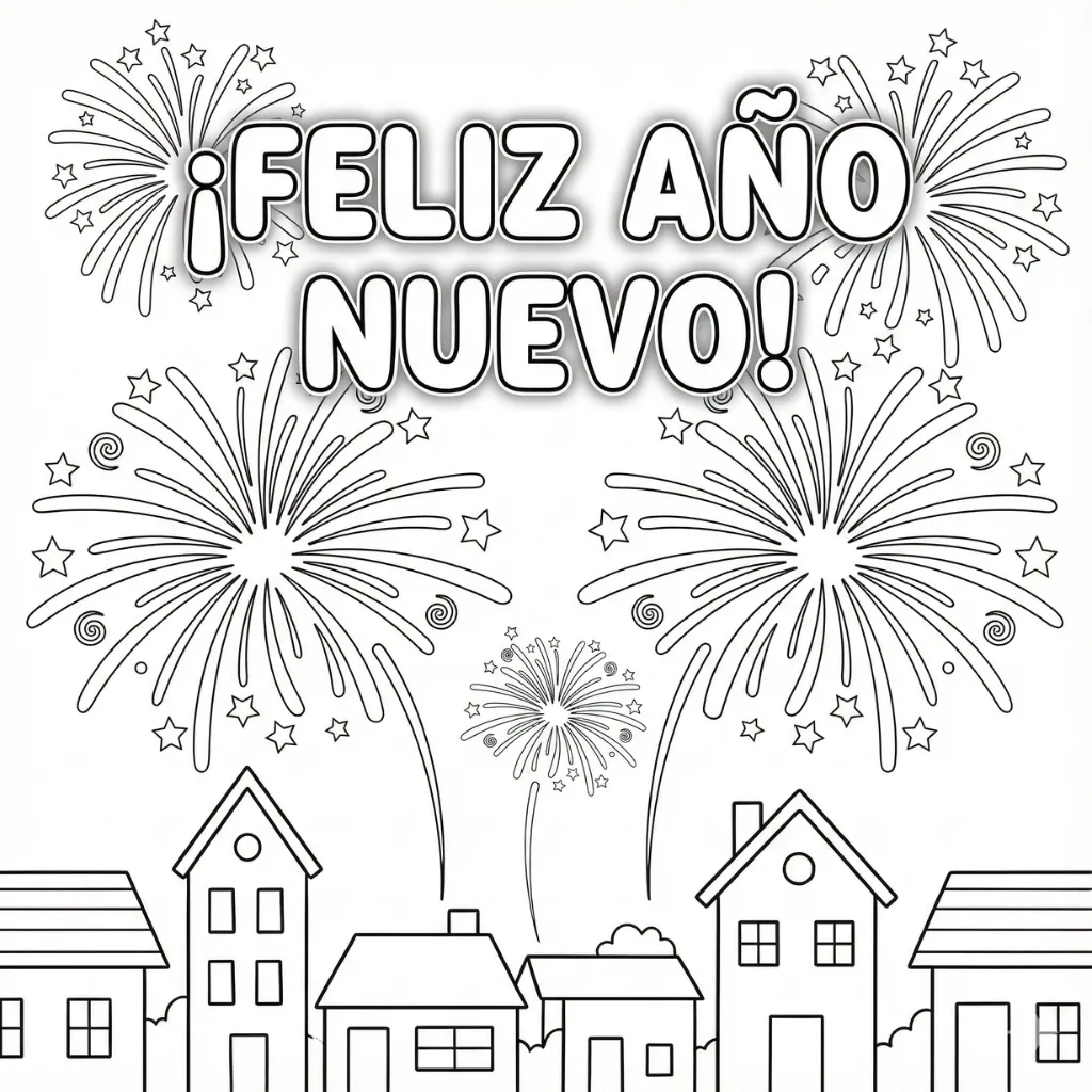 Feliz Año Nuevo 7 para colorear para imprimir gratis