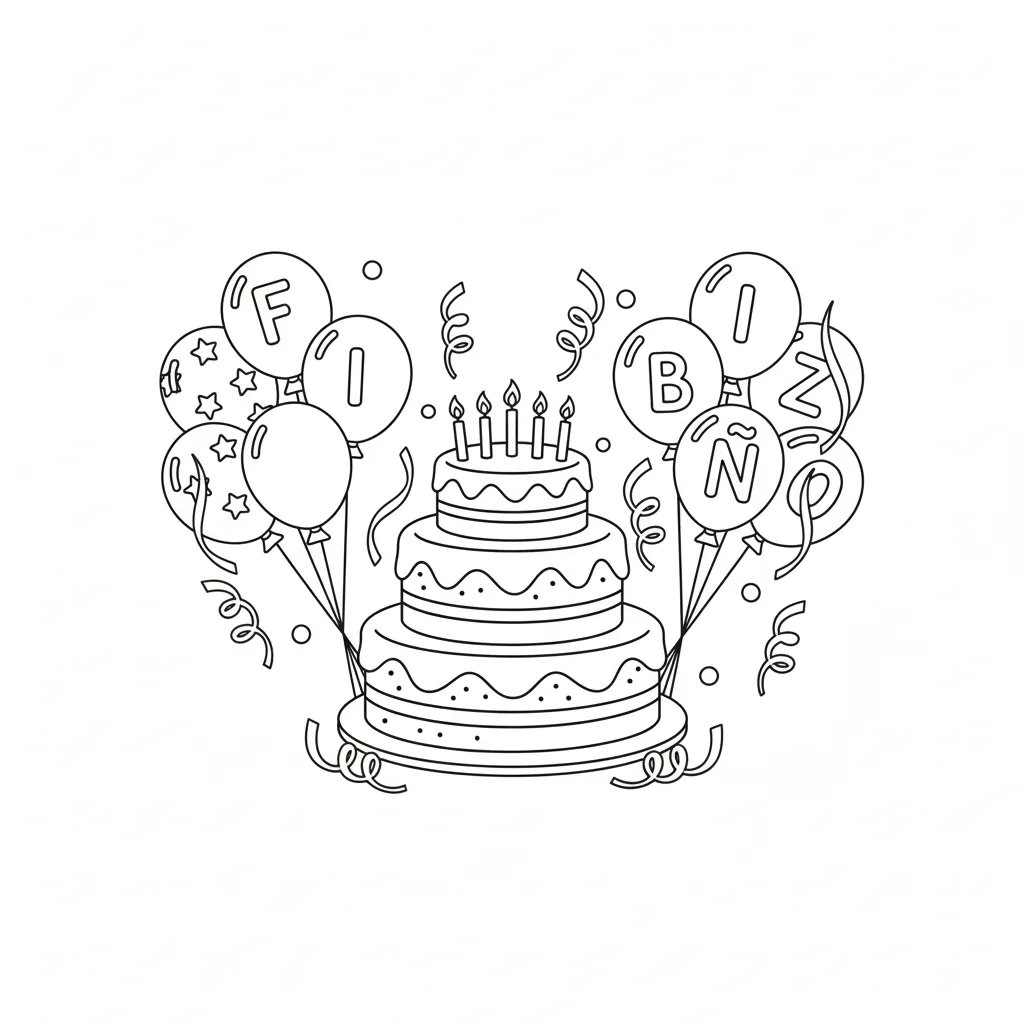 Feliz Cumpleaños 3 para colorear para niños para descargar