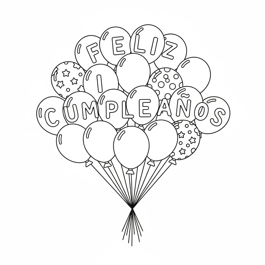 Feliz Cumpleaños 4 para colorear para imprimir para niño de 9 años