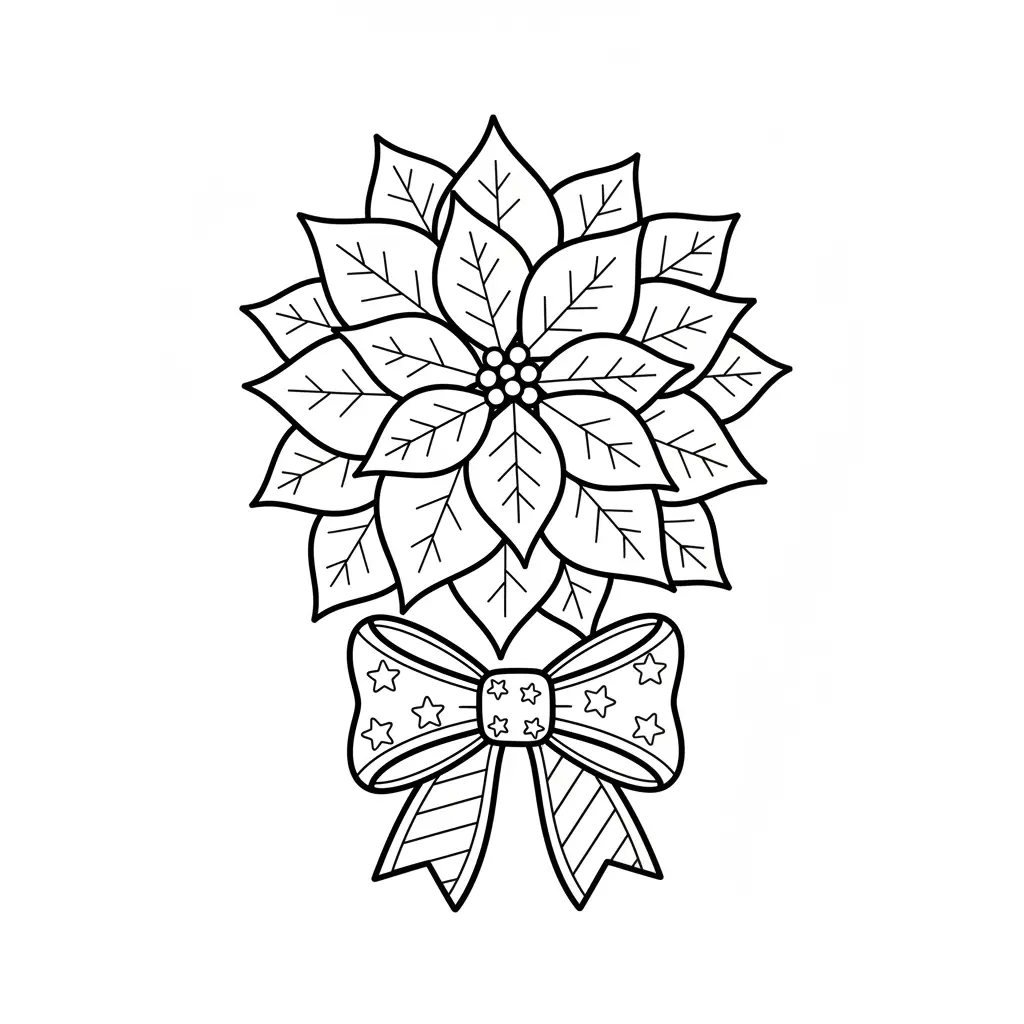 Flor de Nochebuena para colorear para imprimir para niño de 4 años