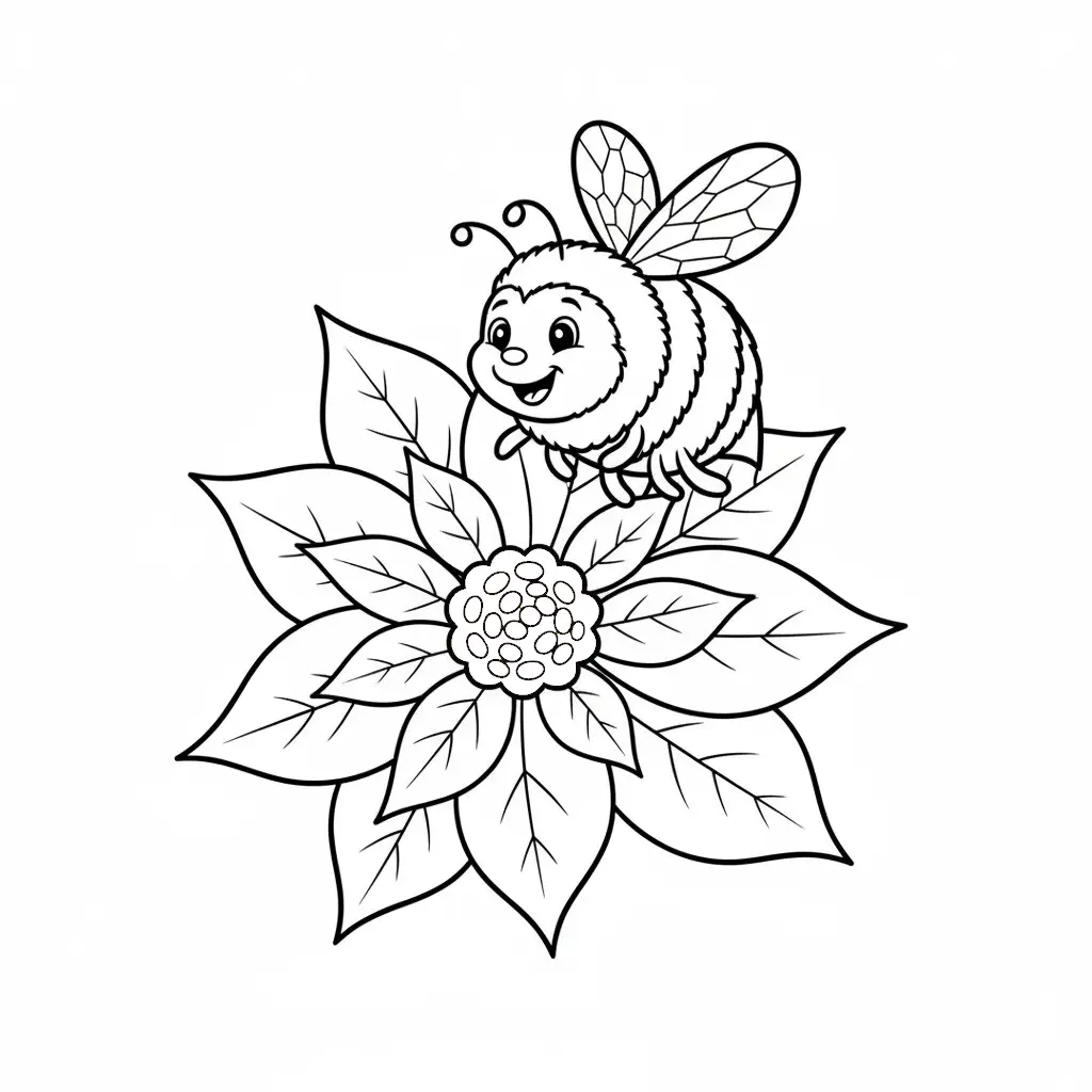 Flor de Nochebuena para colorear para niños para descargar 1