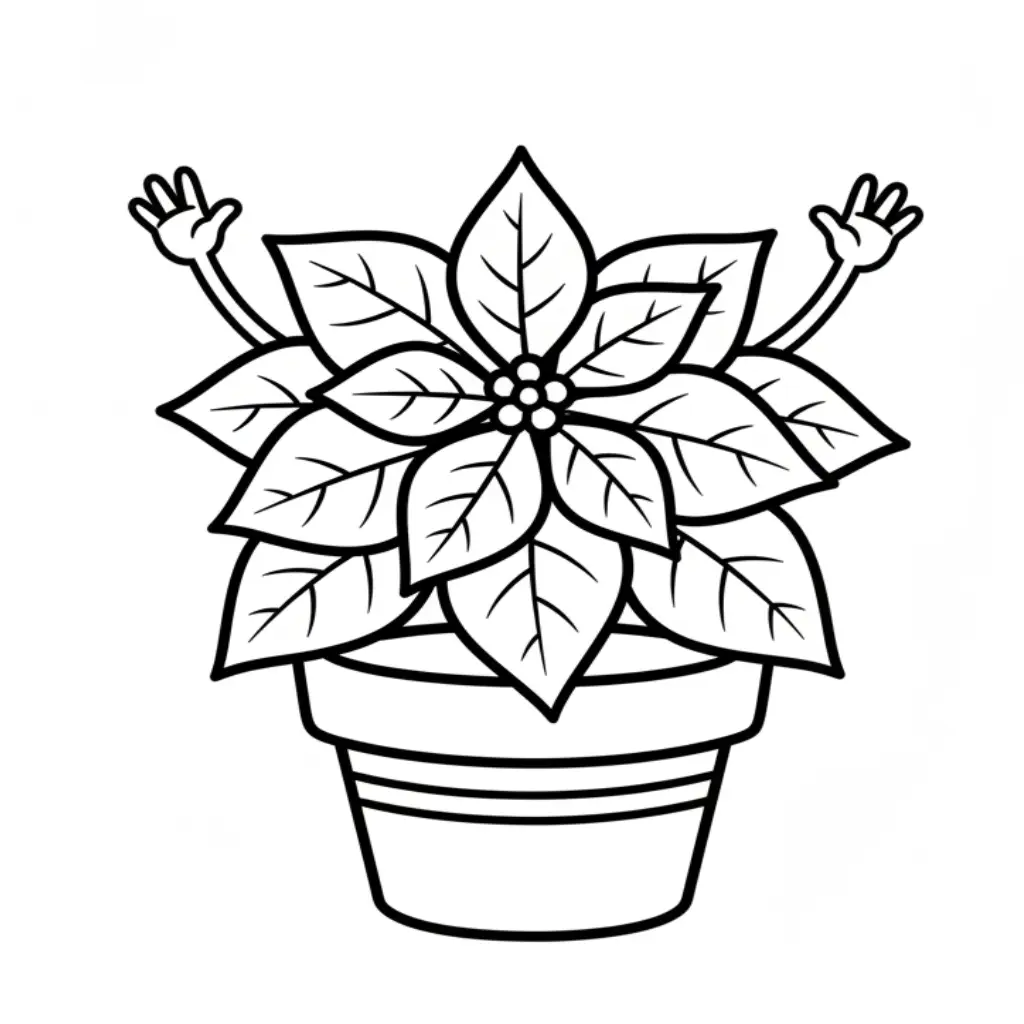 Flor de Nochebuena para colorear para imprimir para niño de 4 años 1