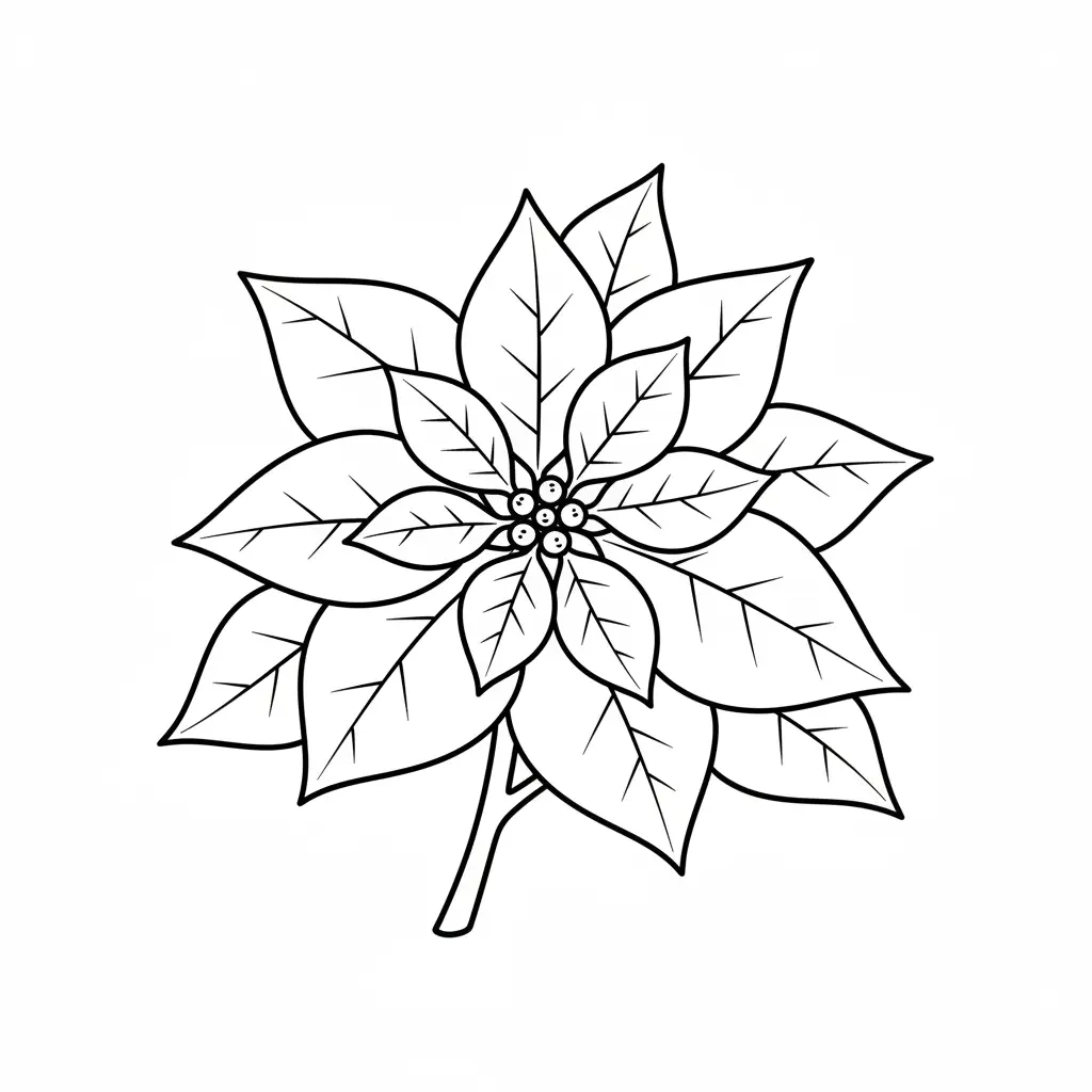 Flor de Nochebuena para colorear para imprimir para niño de 9 años