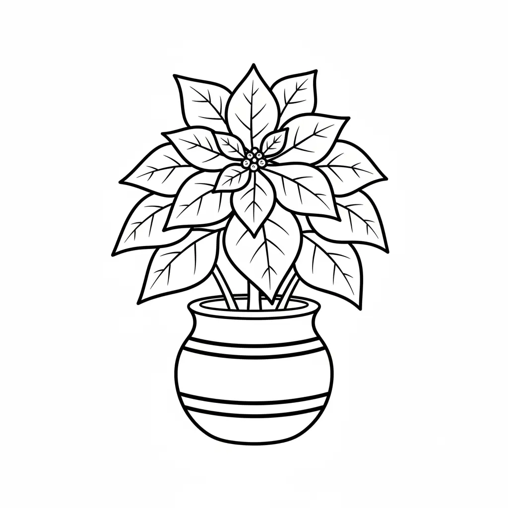 Flor de Nochebuena para colorear para imprimir para niño de 6 años