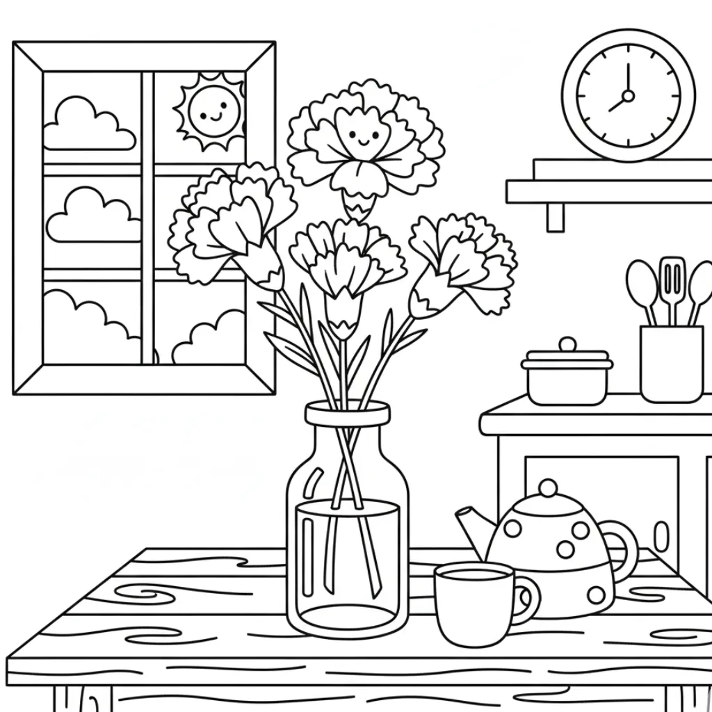 Flores 15 para colorear para niño de 2 años