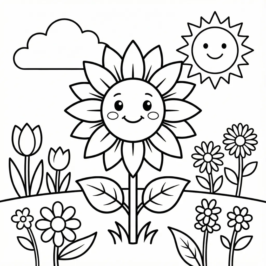 Flores 5 para colorear para imprimir para niño de 8 años