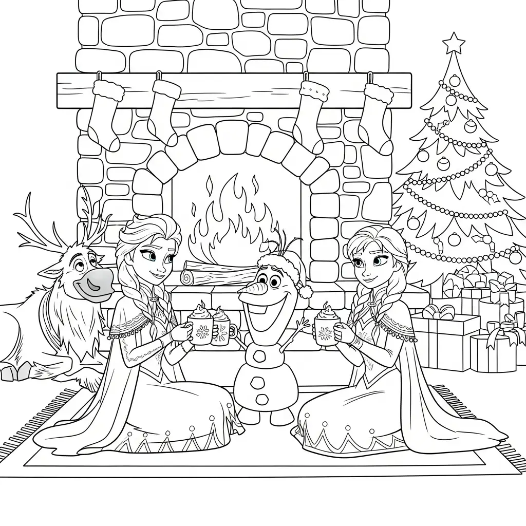 Frozen de Navidad para colorear para niño para imprimir gratis