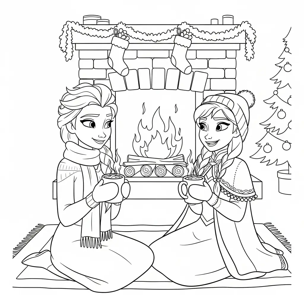 Frozen de Navidad para colorear para niños para descargar