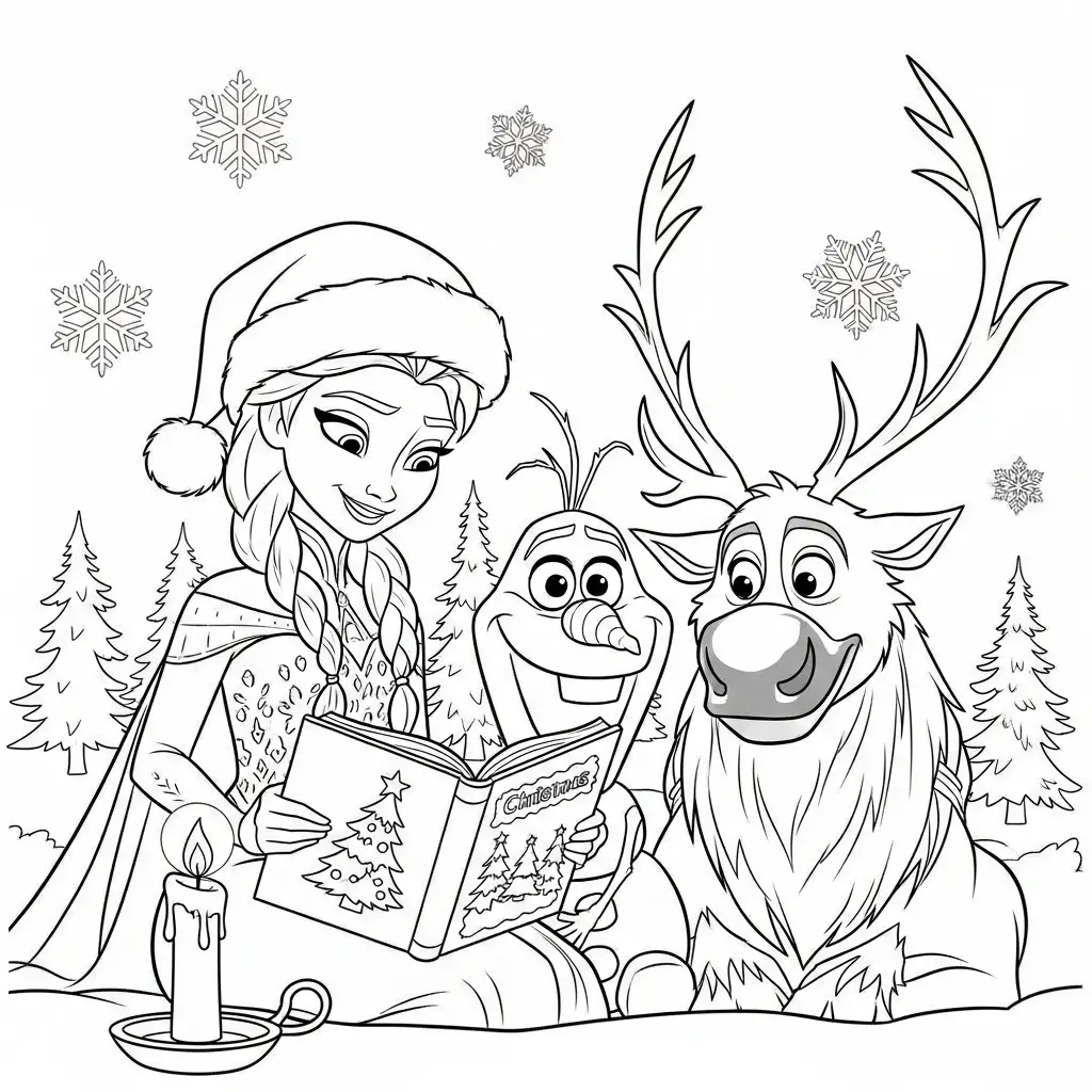 Frozen de Navidad para colorear para imprimir para niño de 2 años