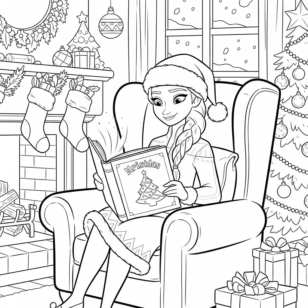Frozen de Navidad para colorear para primaria