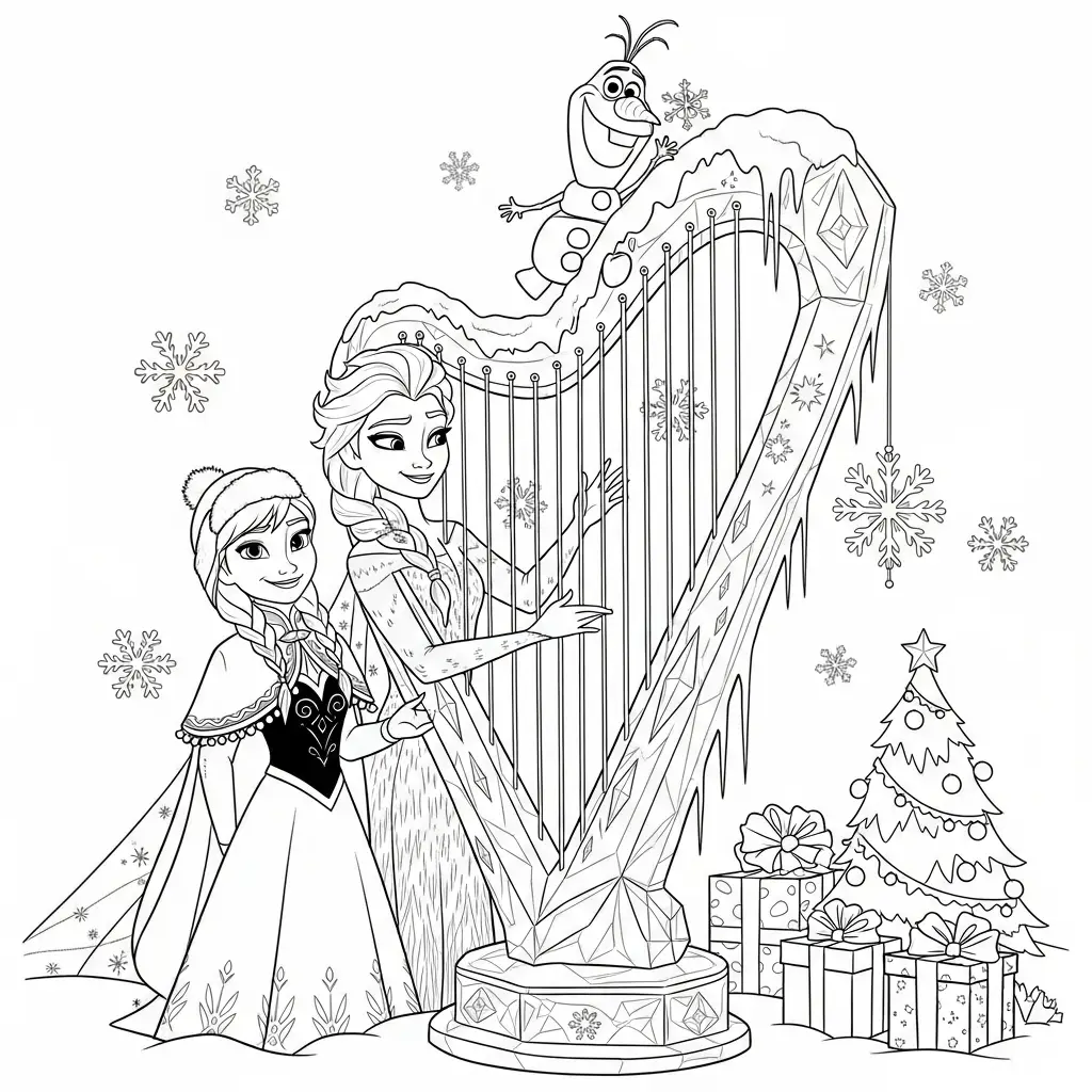 Frozen de Navidad para colorear para niño de 4 años