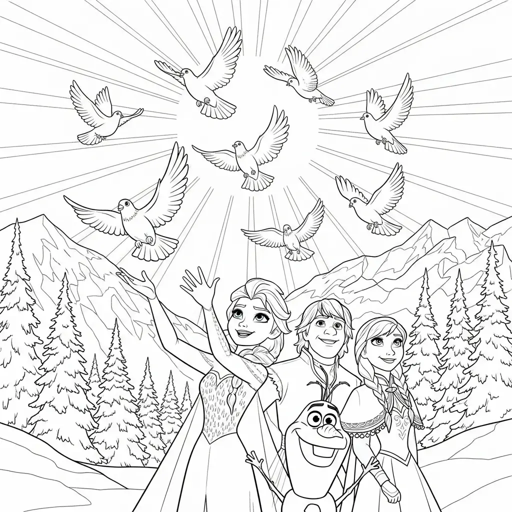 Frozen de Navidad para colorear en línea gratis