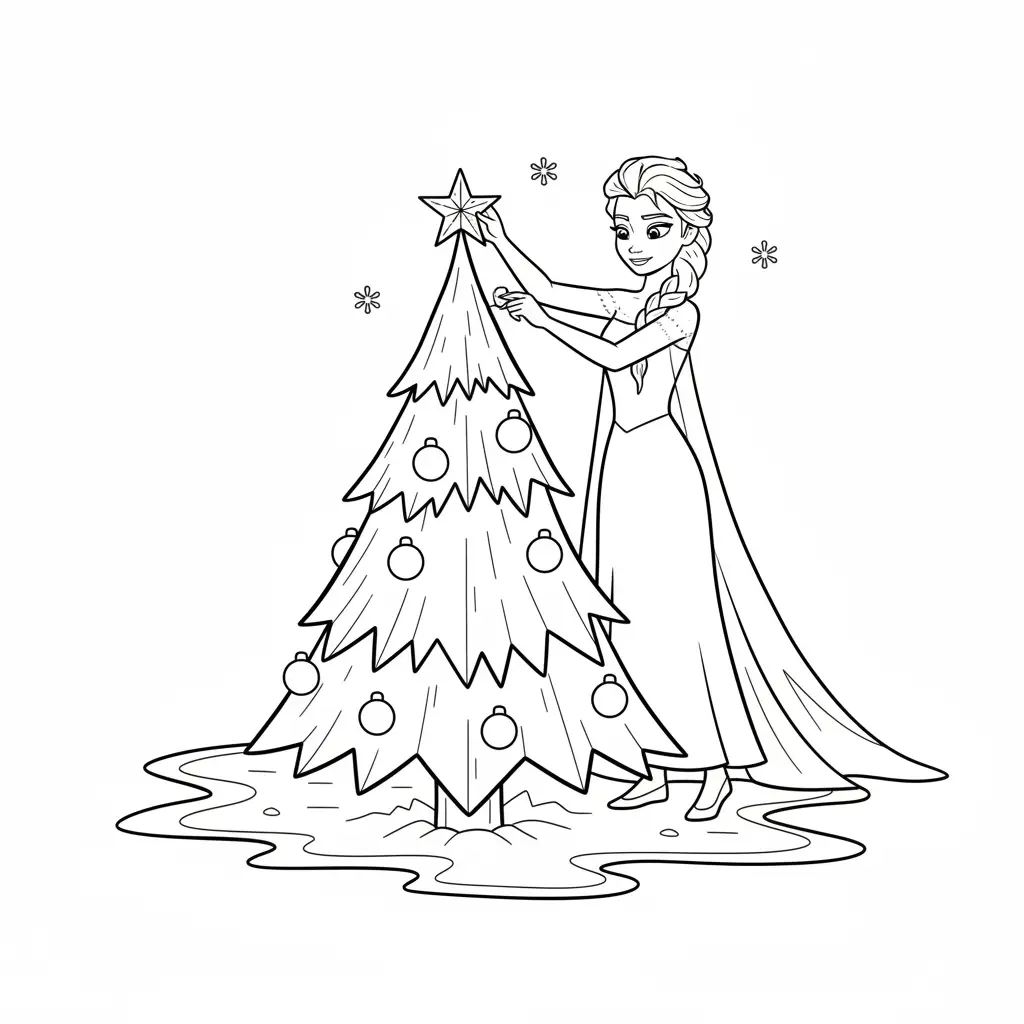 Frozen de Navidad para colorear para niño de 6 años