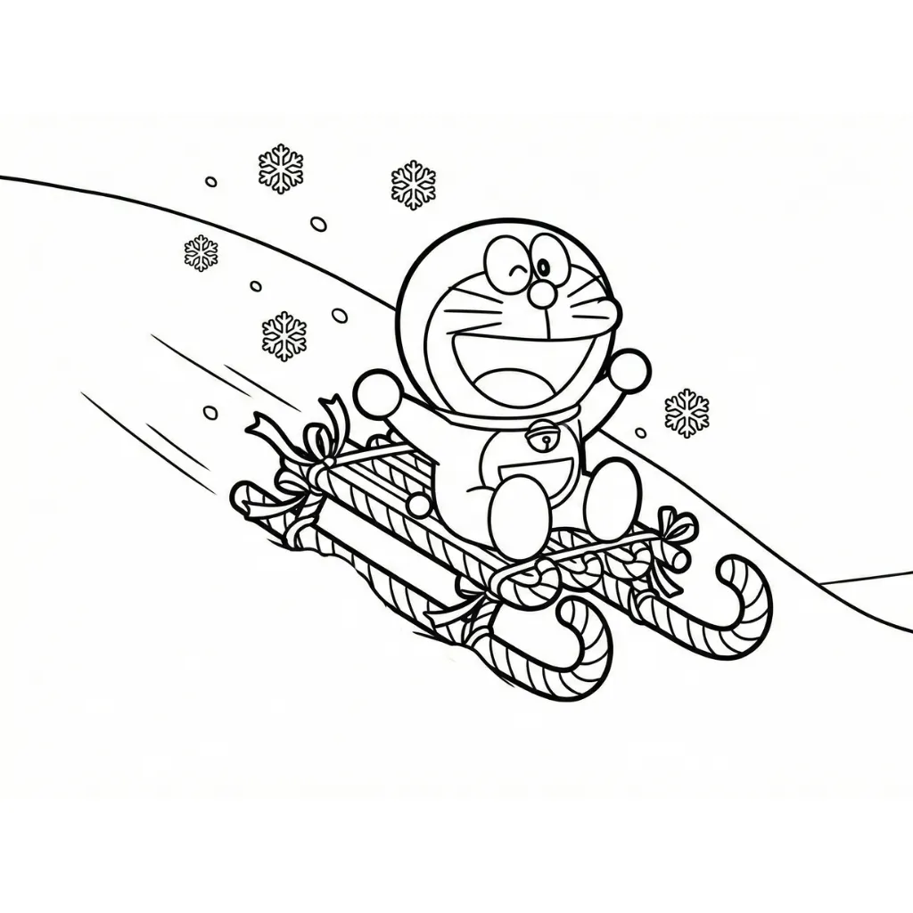 Doraemon de Navidad 3 para colorear de para niños