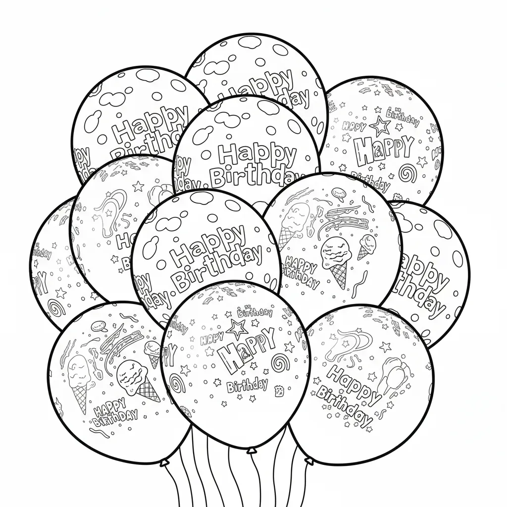 Globos 2 para colorear para imprimir a4