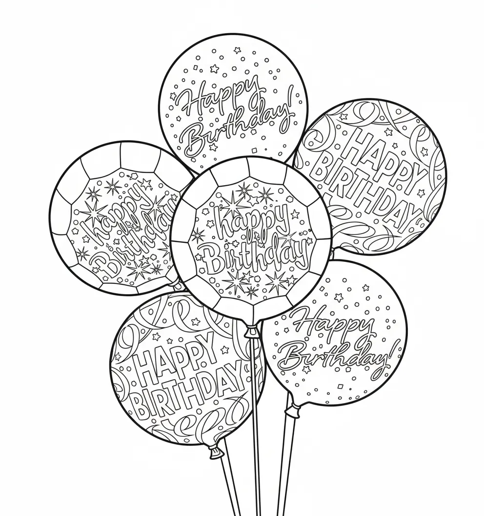 Globos 9 para colorear para niño de 4 años