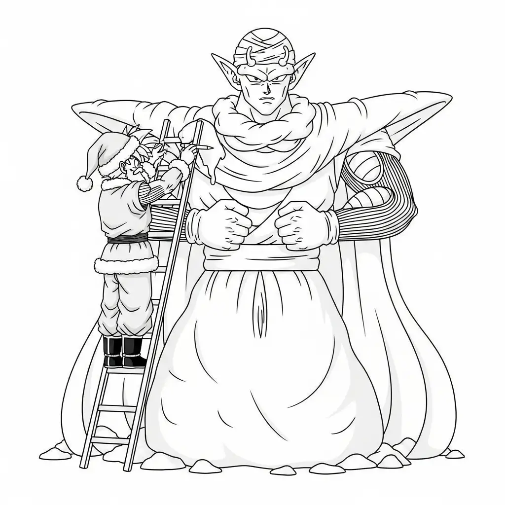 Goku de Navidad para colorear y recortar