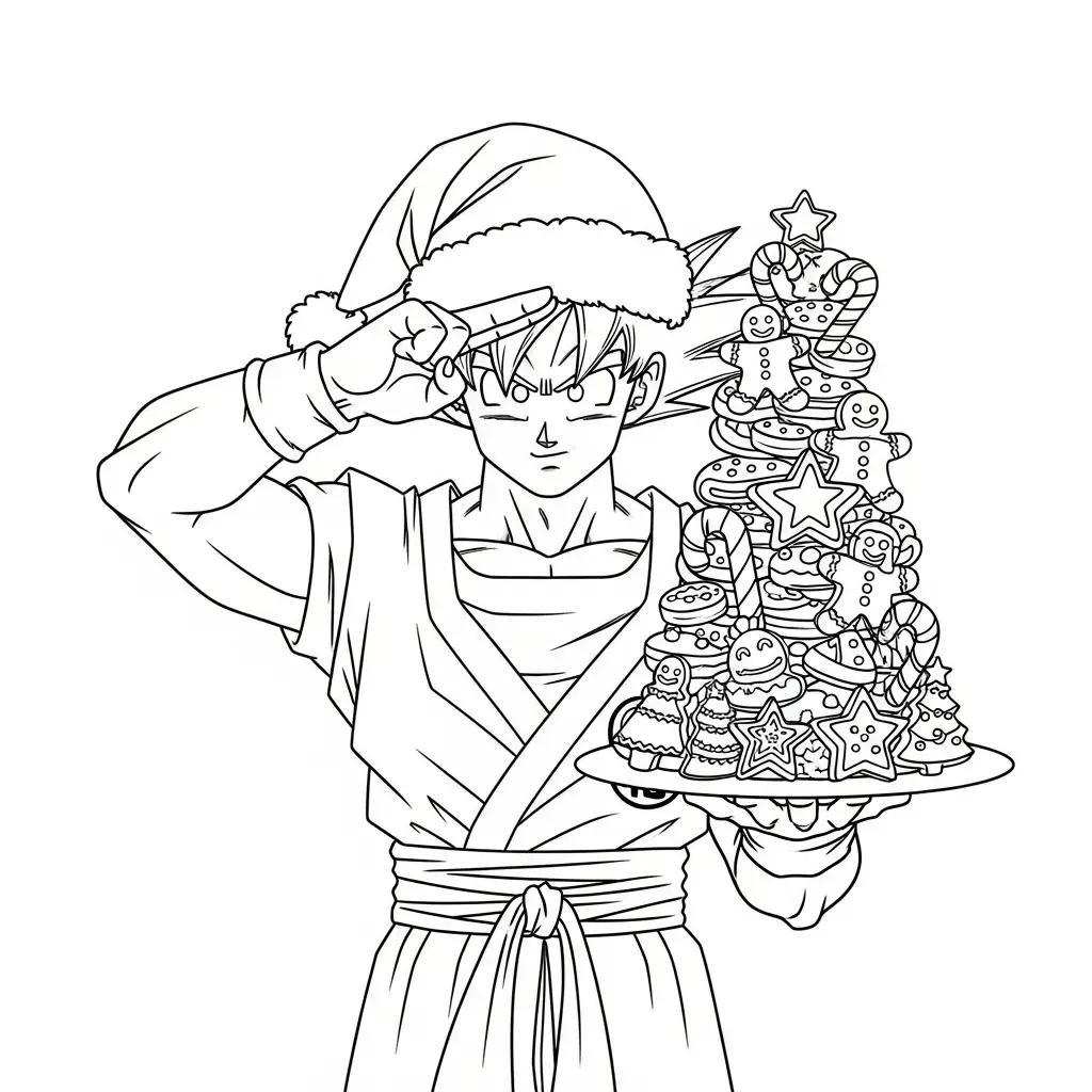 Goku de Navidad para colorear en línea para niño
