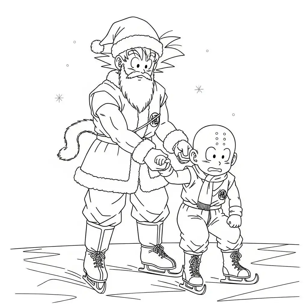 Goku de Navidad para colorear para niño para imprimir
