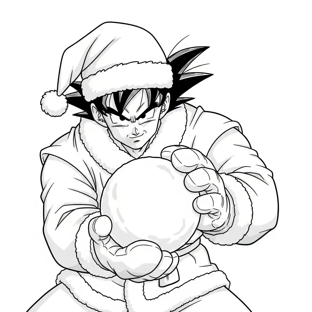 Goku de Navidad para colorear para niño de 3 años