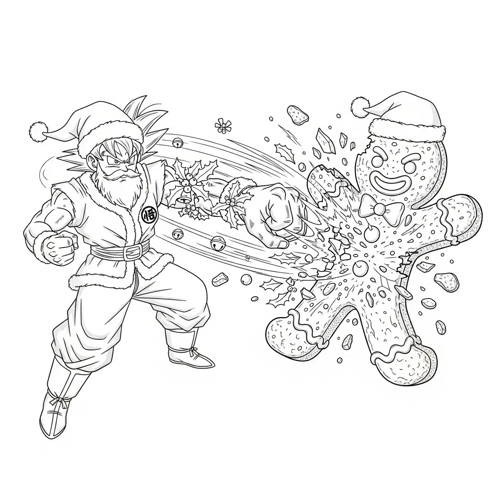 Goku de Navidad para colorear educativo para niño
