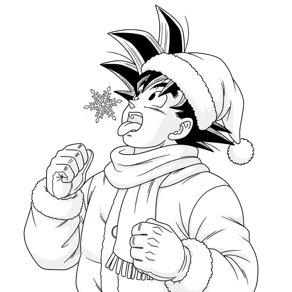 Goku de Navidad para colorear para niño de 6 años