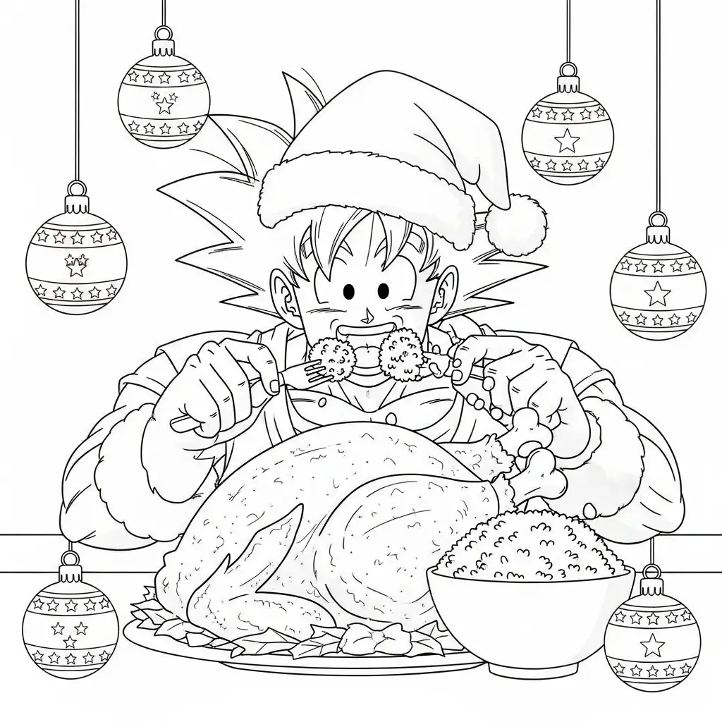 Goku de Navidad para colorear de para niños