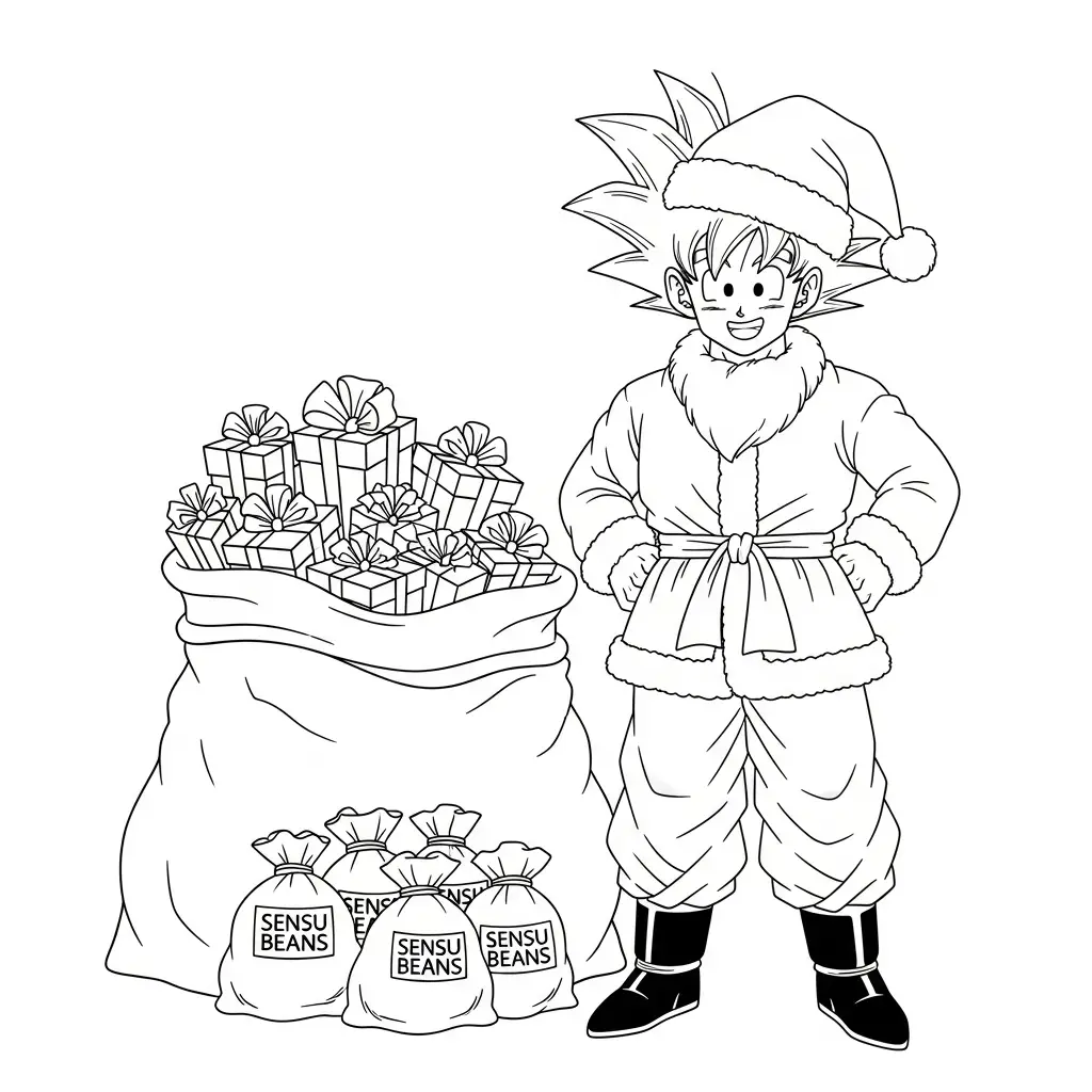 Goku de Navidad para colorear para imprimir pdf gratis