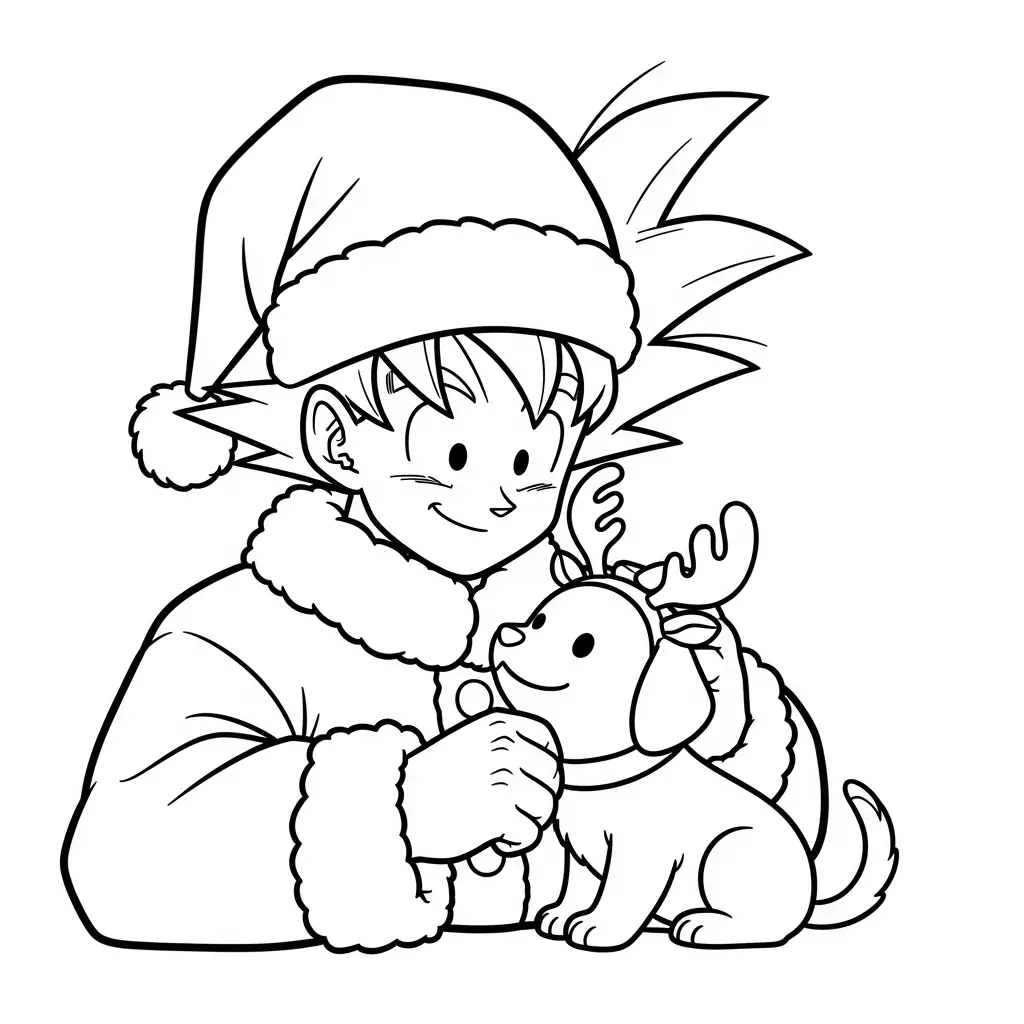 Goku de Navidad para colorear para imprimir para niño de 4 años